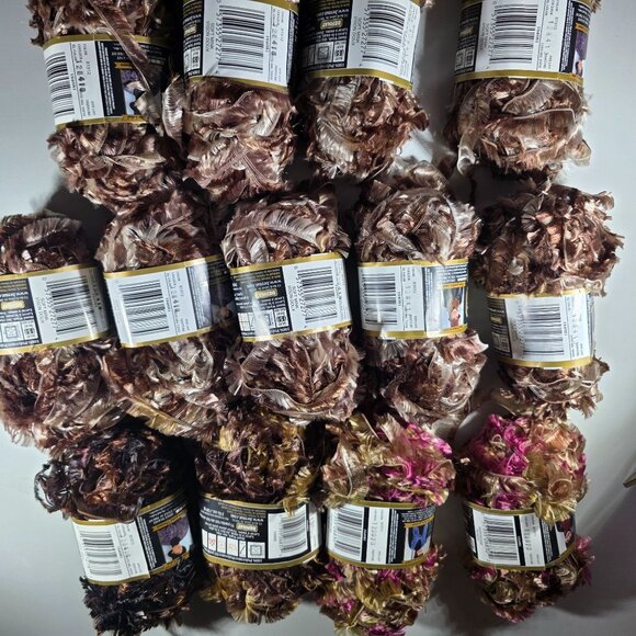 Bernat Boa Furs Yarn Lot Of 13 Skeins Polyester Brown Pink Multicolor craft - Picture 6 of 8